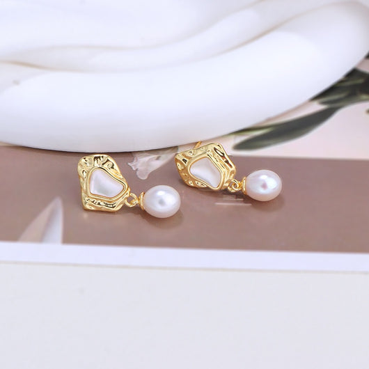 Aretes de Perla de Agua Dulce Estilo Barroco - Concha Madre Premium - Image 14