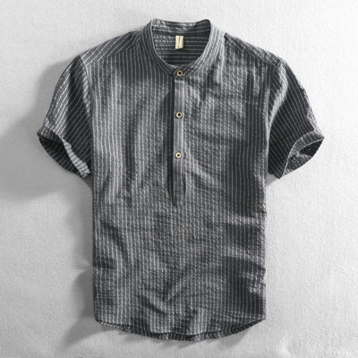 Camisa Casual Holgada de Manga Corta a Rayas para Hombre Talla Grande - Image 5