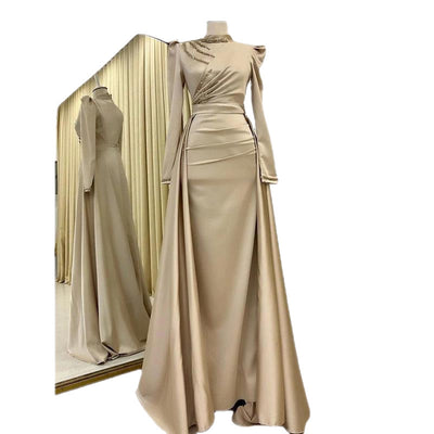 Vestido Islámico Elegante de Manga Larga con Cuello Mao Desmontable - Image 5