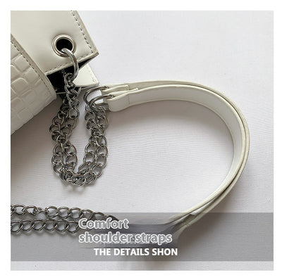 Cartera Cuadrada de Cuero Brillante con Patrón de Piedra para Mujer - Image 17