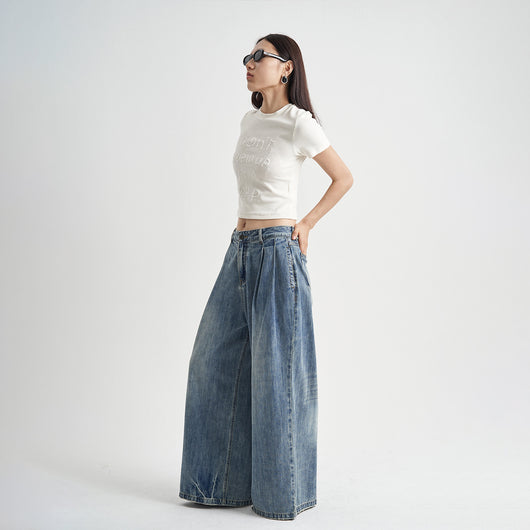 Jeans Holgados Desteñidos Cintura Alta para Mujer - Image 3