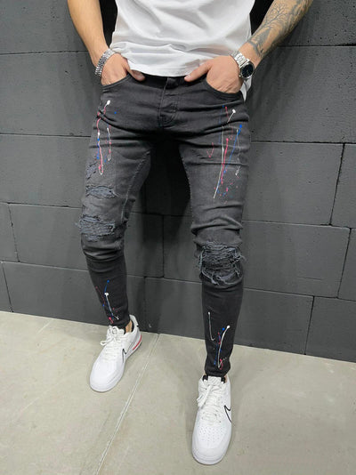 Jeans Rotos Estampados para Hombre con Tela Elástica - Image 5