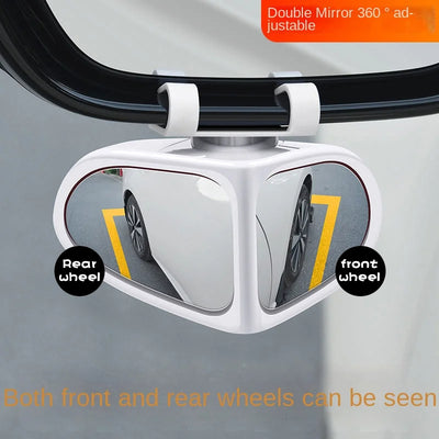 Espejo Auxiliar 360° para Auto - Visión Panorámica Doble Cara para Reversa y Puntos Ciegos