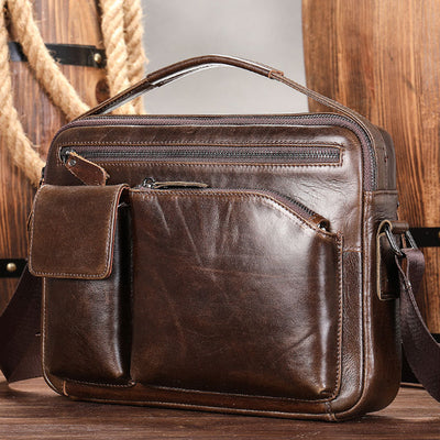 Bolsa Mensajera de Cuero Genuino con Acabado Encerado para Hombre - Image 7
