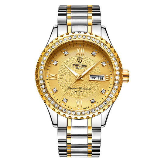 Relojes de Pareja Minimalistas Dorados con Diamantes - Cuarzo Elegante - Image 4