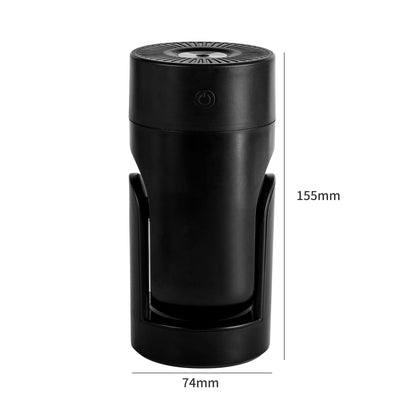 Pink portable USB humidifier with a cylindrical design and a rotating base, measuring 155mm tall. - Image 12