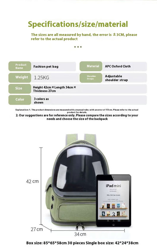 Mochila Transportadora Transparente para Gatos y Perros - Cápsula Espacial - Image 10