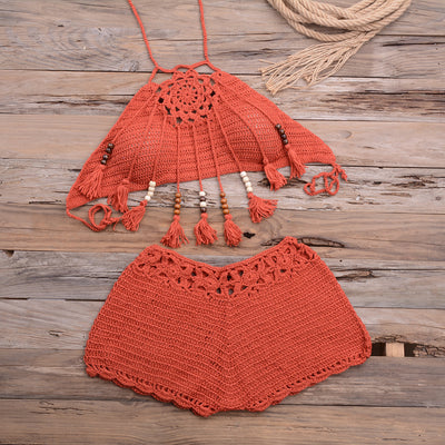 Bóxer de Playa con Borlas y Cuentas Colgantes - Traje de Baño Dividido - Image 7