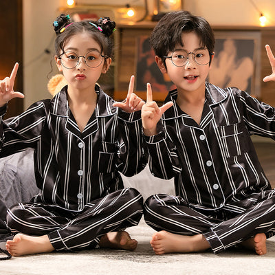 Pijama de Seda de Hielo para Niños y Niñas - Conjunto Cómodo de Talla Mediana y Grande - Image 10