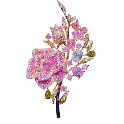 Broche Ramillete de Diamantes en Circonio Rosa - Image 4