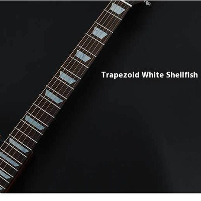 Blue cloud-shaped inlay stickers for guitar fingerboards, shown on a guitar neck and as a full sheet. - Image 3