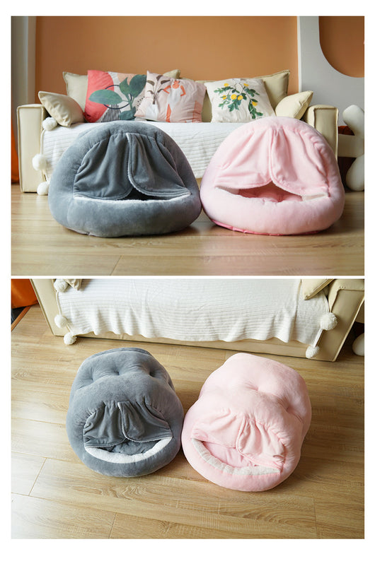 Cama Felina de Terciopelo Mongoliano con Cortina - Refugio Semiabierto Cómodo para Gatos - Image 8