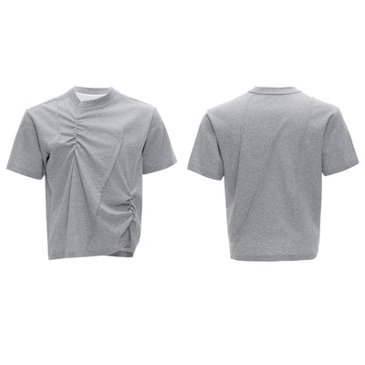 Camiseta Hombre Cuello Redondo Plisado 3D Transpirable Color Sólido - Image 4