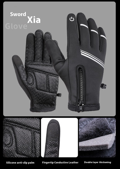 Guantes de Cuero Térmicos Aislados con Forro Polar para Motociclismo Invernal - Image 21