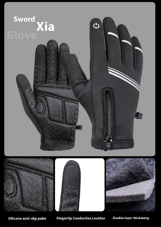 Guantes de Cuero Térmicos Aislados con Forro Polar para Motociclismo Invernal - Image 21