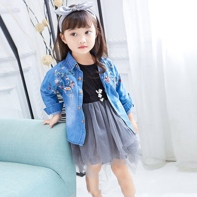 Chaqueta Denim Infantil Estilo Coreano con Bordados - Image 9