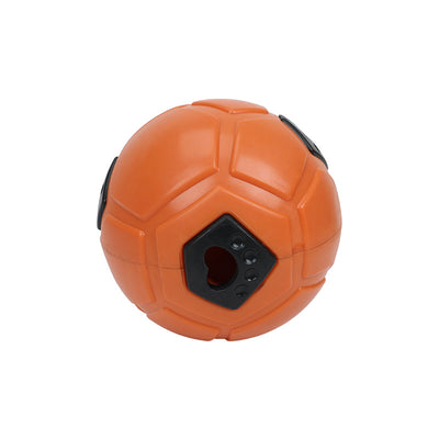 White and black dog toy with a soccer ball base and a textured rod for nibbling and teeth grinding. - Image 6