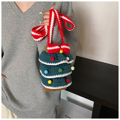 Bolso Cuadrado Navideño de Punto con Árbol de Navidad y Bloques de Color - Image 20