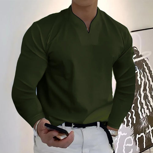 Camiseta Manga Larga Cuello V Transpirable para Hombre - Image 13