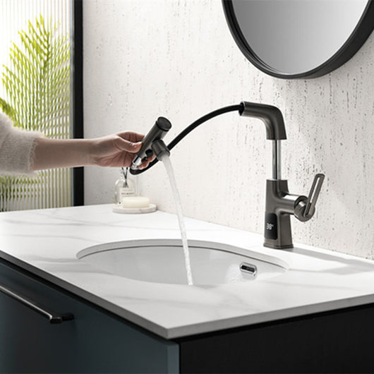 Grifo Rociador de Cocina con Pantalla Digital y Spray Cobre Gris
