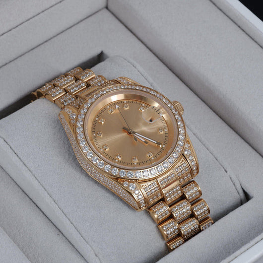 Reloj de Cuarzo para Hombre con Pulsera de Acero y Dial Incrustado de Diamantes - Image 11