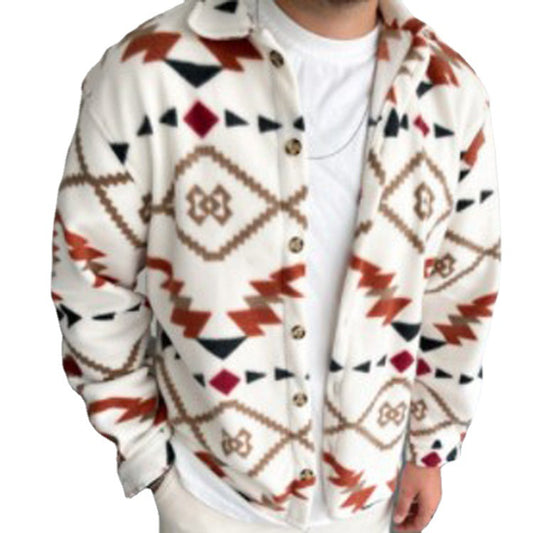 Chaqueta Camisa Casual con Estampado Étnico Retro para Hombre - Image 2
