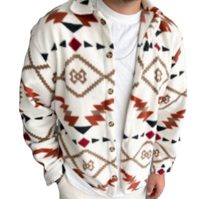 Chaqueta Camisa Casual con Estampado Étnico Retro para Hombre - Image 2