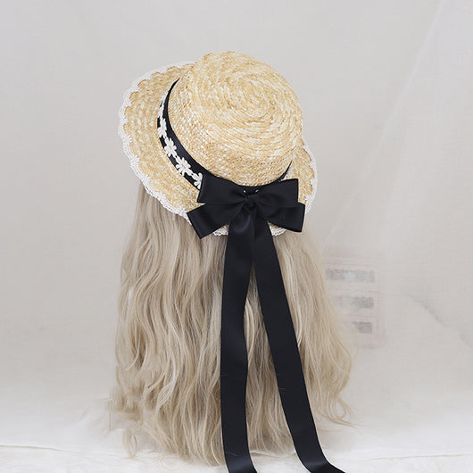 Sombrero de Paja Mori Series con Moño Multicolor - Estilo Lolita Pastoral Hecho a Mano - Image 9