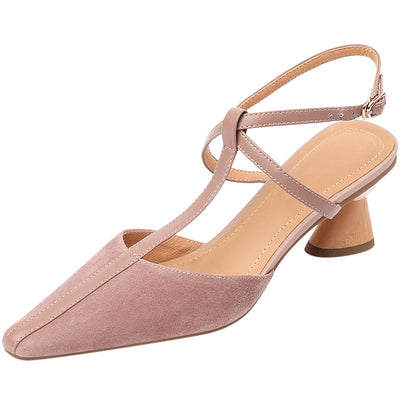 Sandalias Retro Francesas de Tacón Grueso con Hebilla en Gamuza para Mujer - Image 5