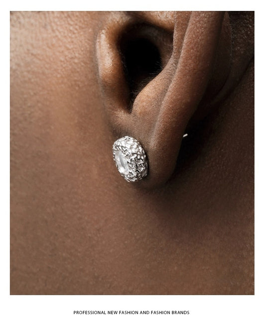 Aretes de Plata Esterlina 925 con Diamante Texturizado para Hombre - Image 19