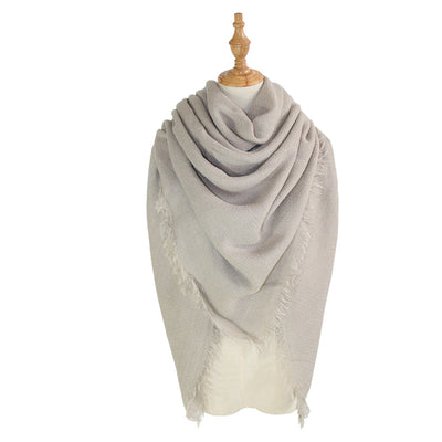 Chal Cuadrado de Colores Sólidos con Pashmina Larga - Image 9