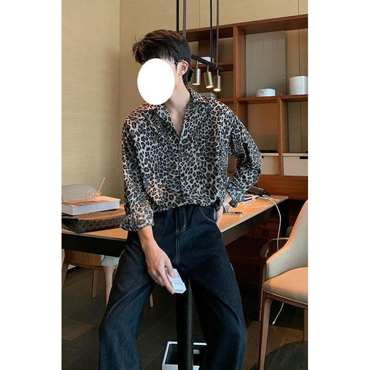 Camisa Estampada con Volantes Manga Larga para Hombre - Image 5