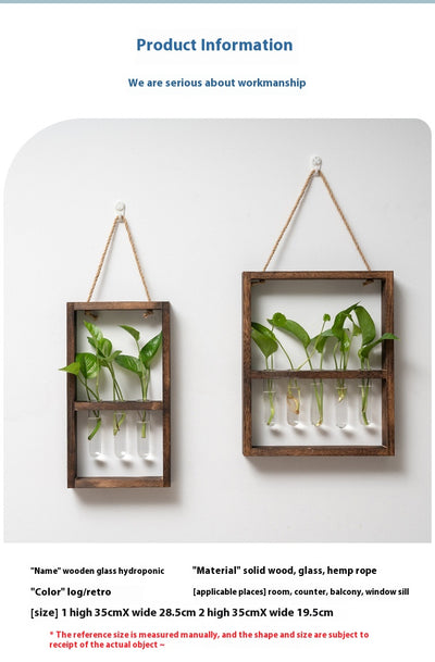Jarrón Hidropónico de Madera y Vidrio - Decoración Retro para Dormitorio y Sala - Image 9