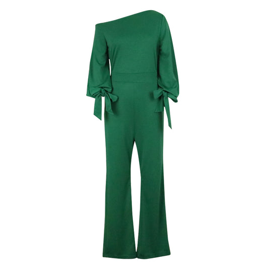Jumpsuit Talla Grande Hombro Descubierto Color Sólido Africano - Image 13