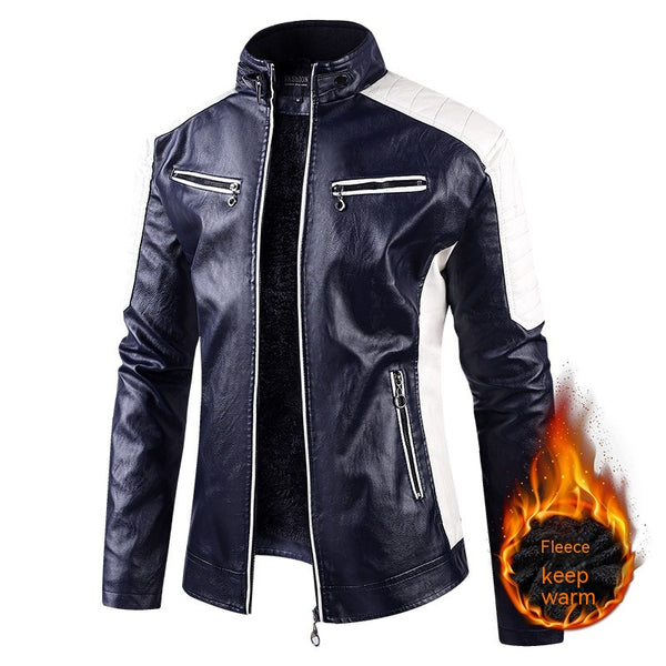 Abrigo de Cuero para Hombre con Forro Polar - Estilo Europeo Otoño Invierno