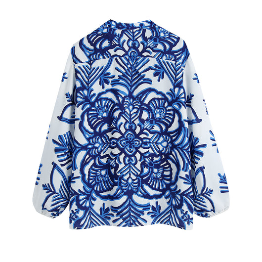 Blusa Vintage Estampada Cuello V Mangas Abullonadas - Image 10