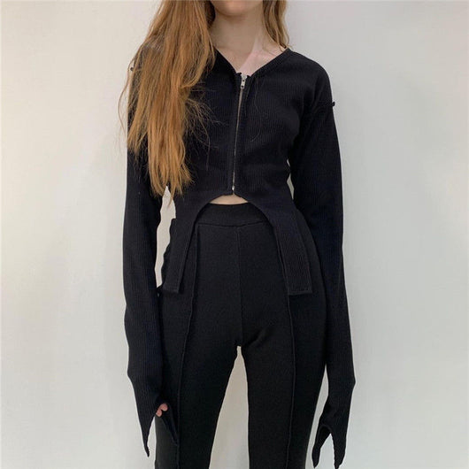 Chaqueta Crop Top Manga Larga Diseño Moderno para Otoño - Image 8