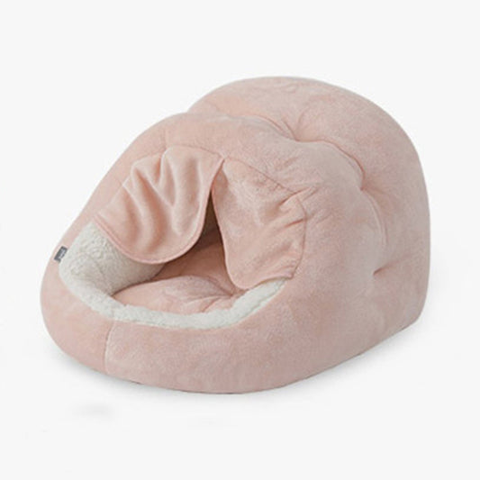 Cama Felina de Terciopelo Mongoliano con Cortina - Refugio Semiabierto Cómodo para Gatos - Image 2