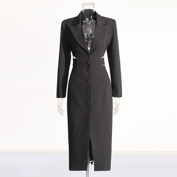 Blazer Elegante con Diseño Midriff para Mujer - Traje Ejecutivo Otoño