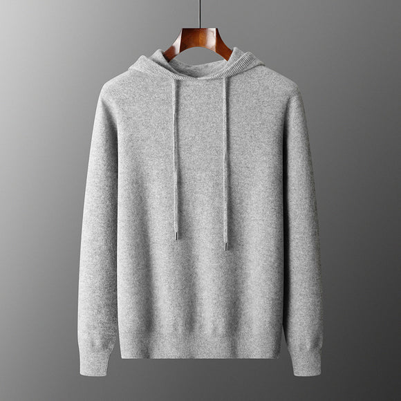 Conjunto de Sudadera con Capucha y Pantalón Tejido de Color Liso para Hombre