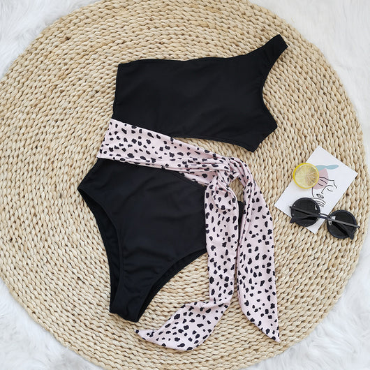 Traje de Baño Asimétrico Estampado Leopardo - Image 4