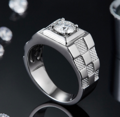 Anillo de Plata S925 con Moissanita de 1 Quilate para Hombre - Image 5