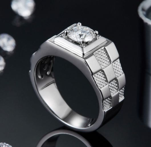 Anillo de Plata S925 con Moissanita de 1 Quilate para Hombre - Image 5
