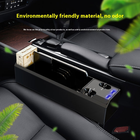 Organizador de Auto con Cargador Dual USB y Almacenamiento Inteligente