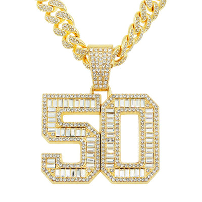 Collar Colgante Número 50 con Diamantes Completos para Hombre - Image 10