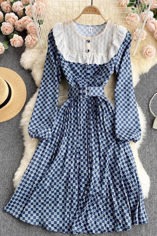 Vestido Falda Escocesa Ajustada Estilo Palacio con Mangas Abullonadas - Image 2