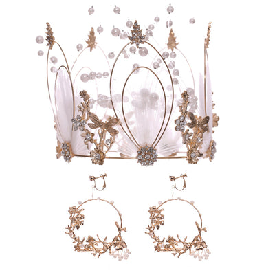 Corona Tiara Nupcial Círculo Completo con Perlas de Aleación para Dama - Image 13