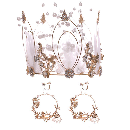 Corona Tiara Nupcial Círculo Completo con Perlas de Aleación para Dama - Image 13