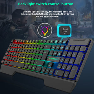 Teclado Iluminado con Cable para Computadora de Escritorio y Portátil
