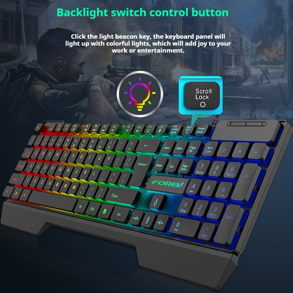 Teclado Iluminado con Cable para Computadora de Escritorio y Portátil